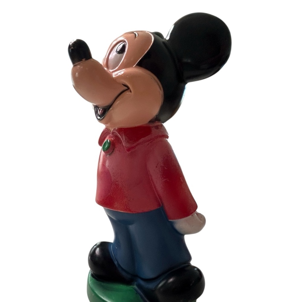 Walt Disney Mickey Mouse 11" Red & Blue Plastic Coin Piggy Bank Vintage 1970’s